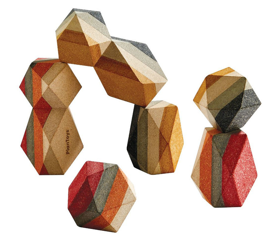 Plantoys Wooden Geo Stacking Rock
