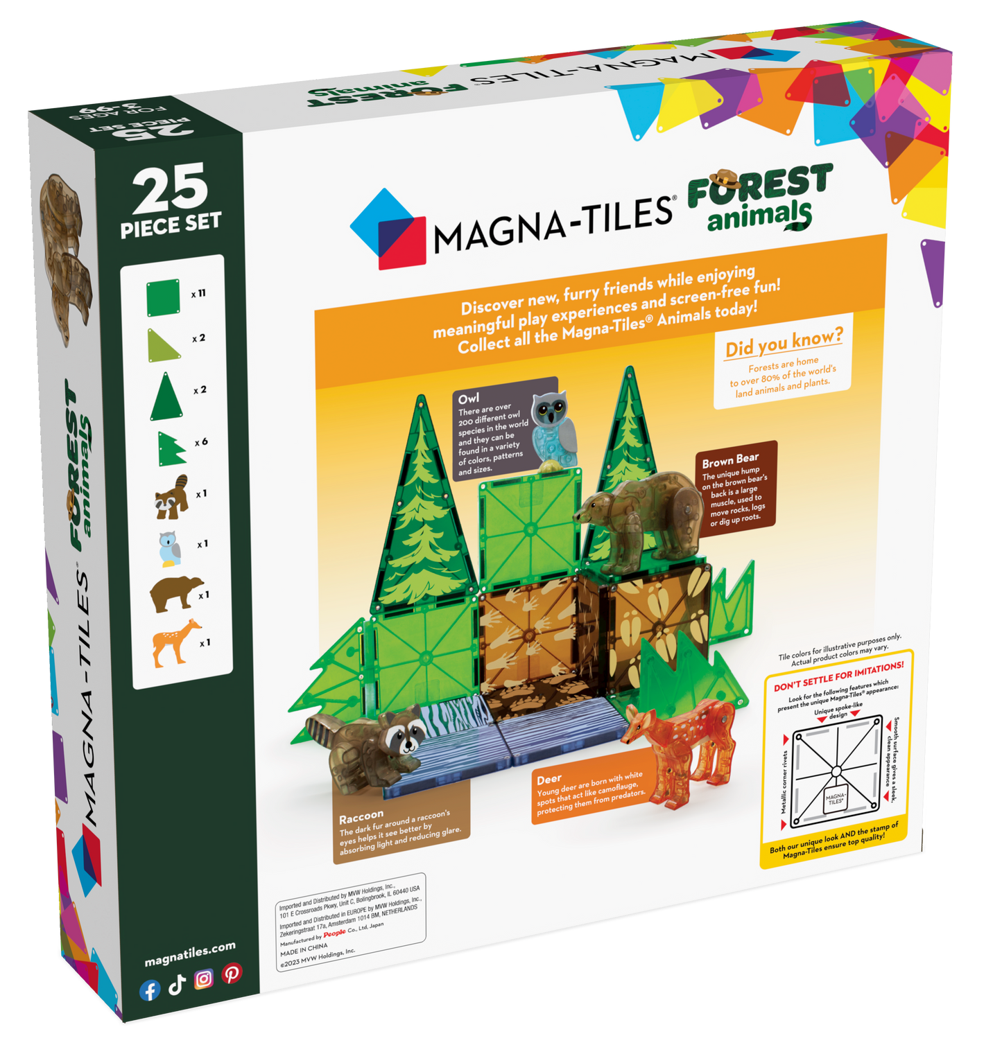 Magna-Tilesâ® Forest Animals 25-Pieces