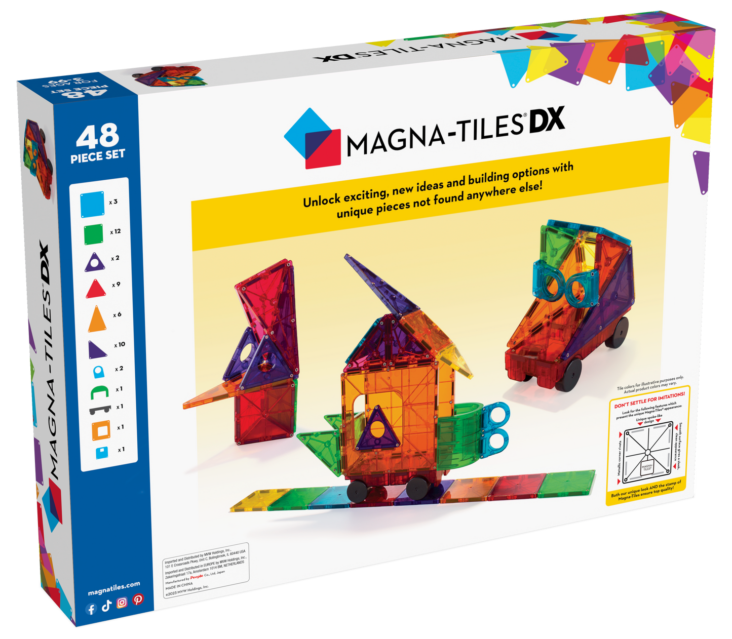MAGNA-TILES® Clear Colors 48 Pieces Deluxe Set