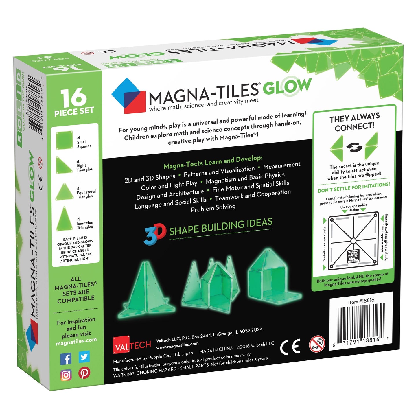 Magna-Tilesâ® Glow 16 -Pieces